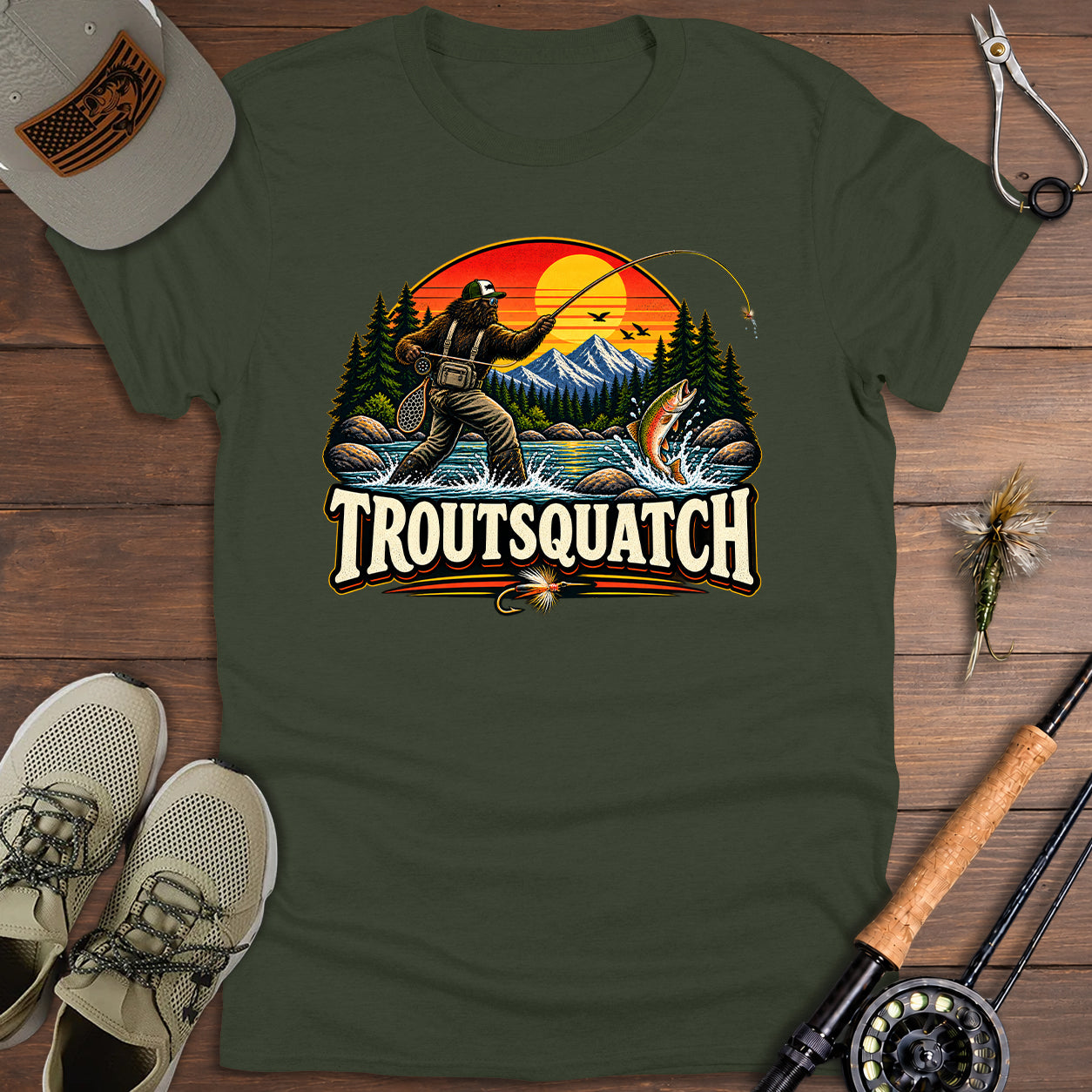 Vintage TroutSquatch Fly-Fishing T-Shirt