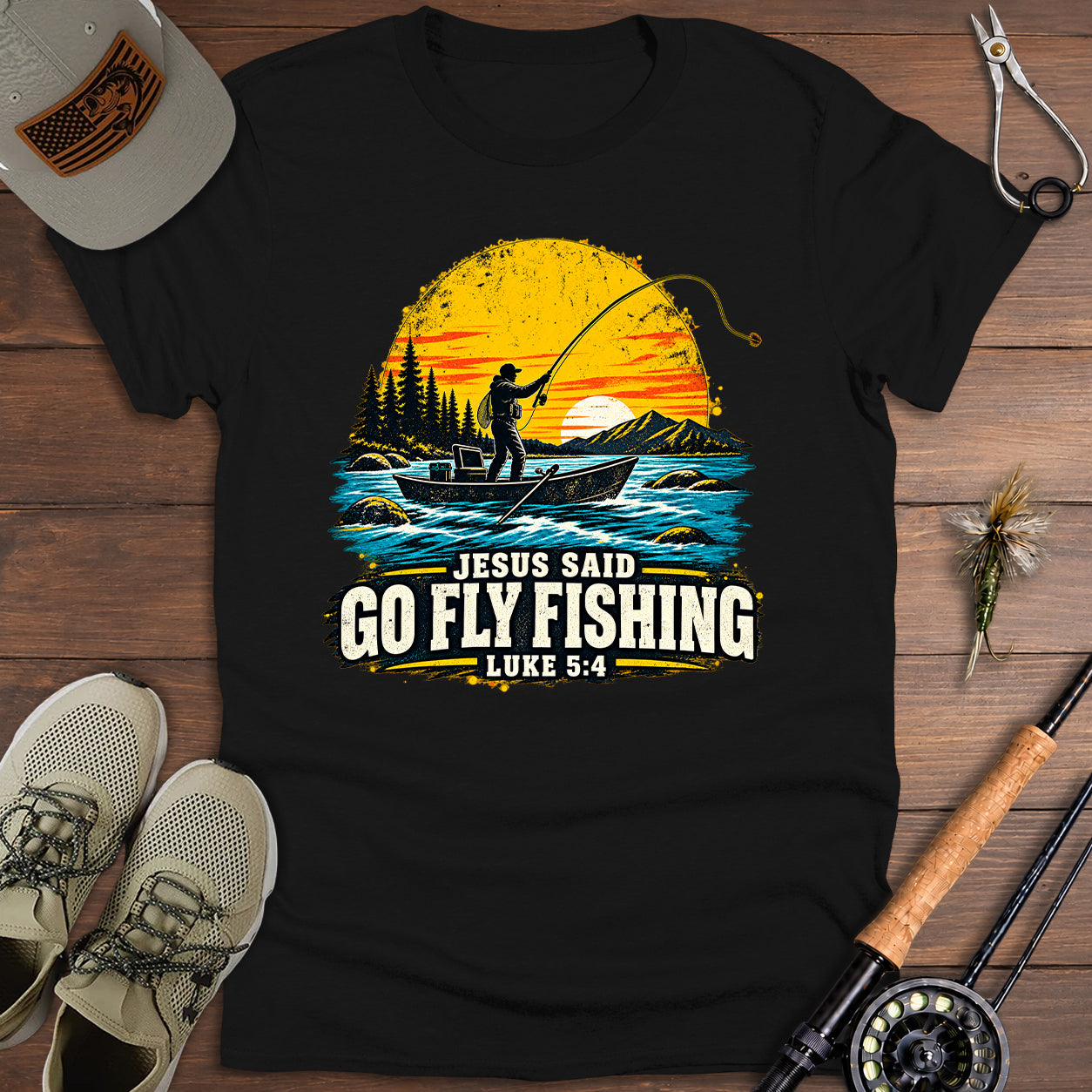 Vintage Fly-Fishing Sunset T-Shirt