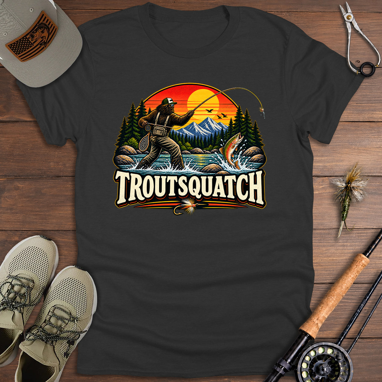 Vintage TroutSquatch Fly-Fishing T-Shirt