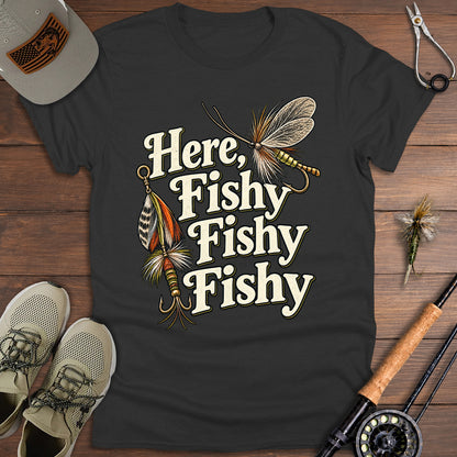 Here Fishy Vintage Fly-Fishing T-Shirt