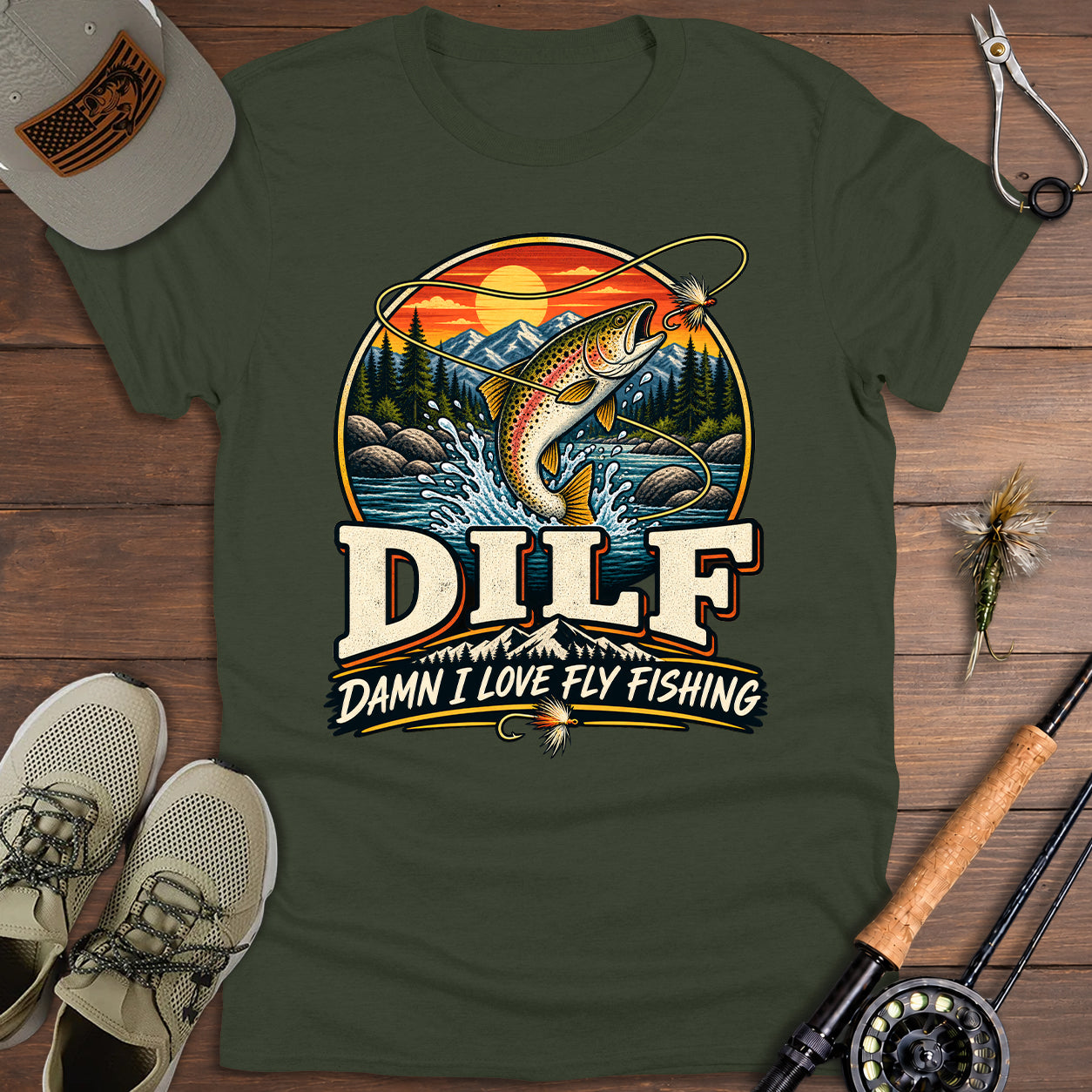 Vintage Trout Fishing DILF T-Shirt