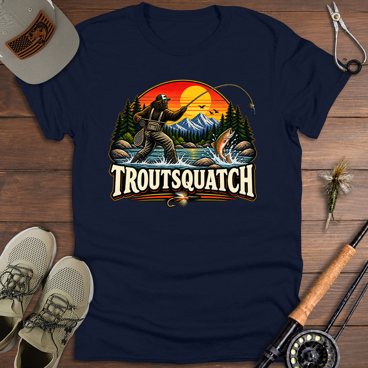 Vintage TroutSquatch Fly-Fishing T-Shirt