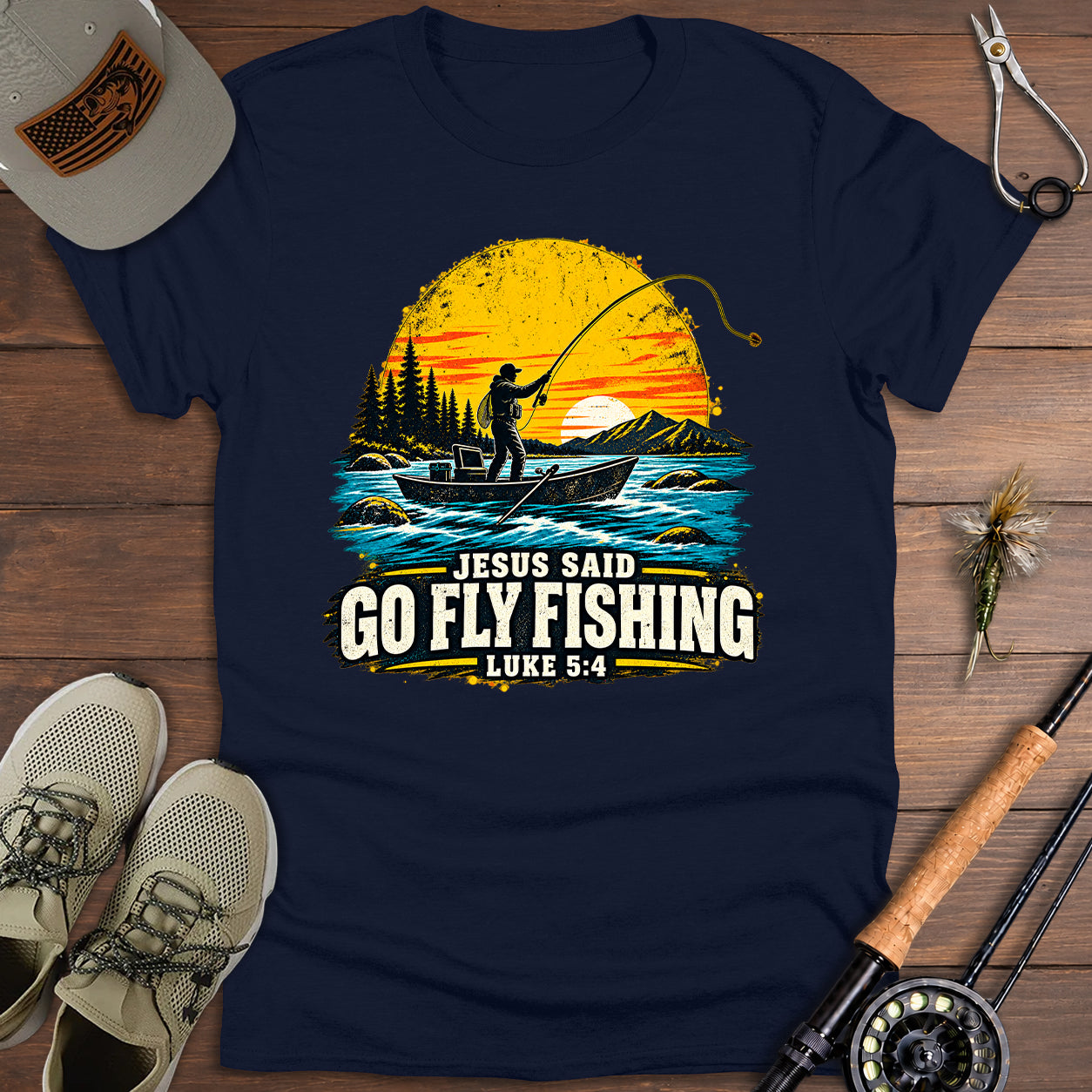 Vintage Fly-Fishing Sunset T-Shirt