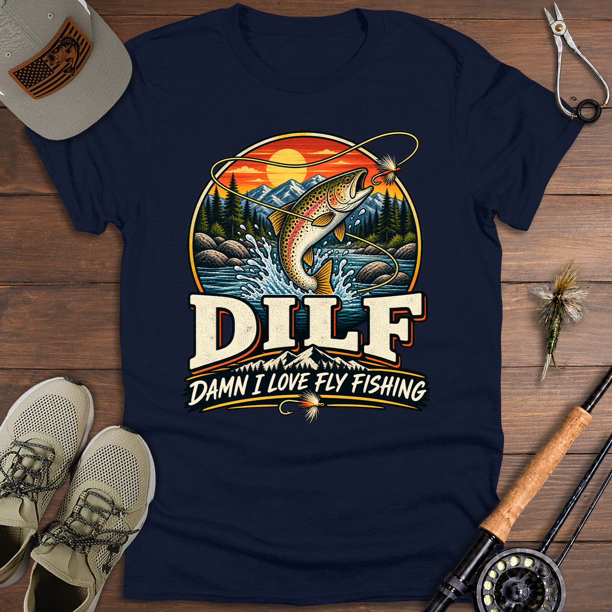 Vintage Trout Fishing DILF T-Shirt