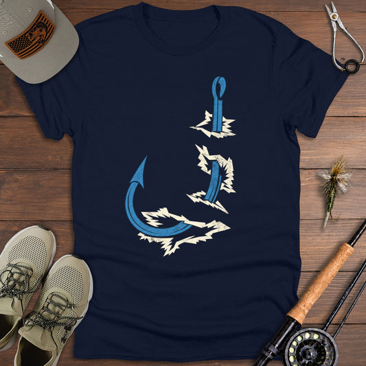 Distressed Broken Fishing Hook T-Shirt